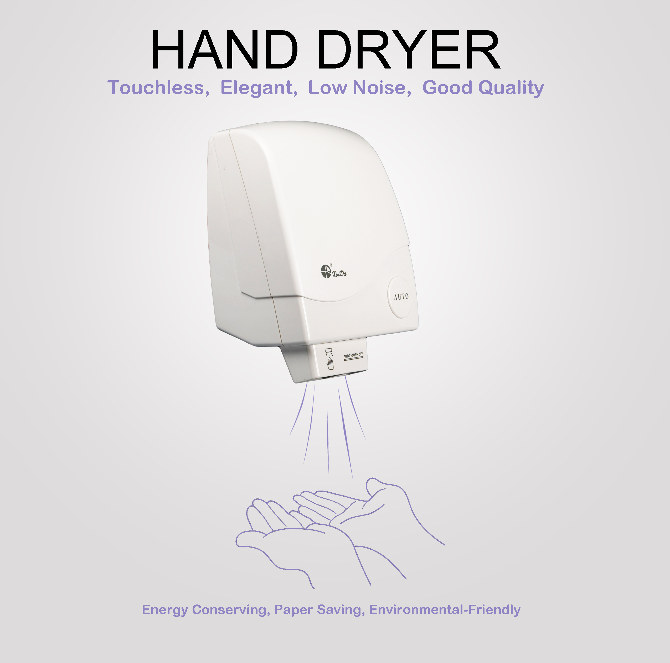 XinDa GSX1900 Phòng tắm công cộng tự động cảm ứng phòng tắm treo tường máy giặt thổi tay Máy sấy tay