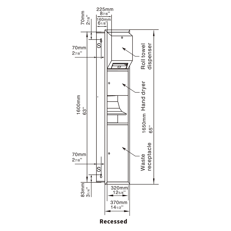 Máy rút khăn giấy tự động kết hợp 3 IN 1 & Máy sấy tay tự động & Thùng rác